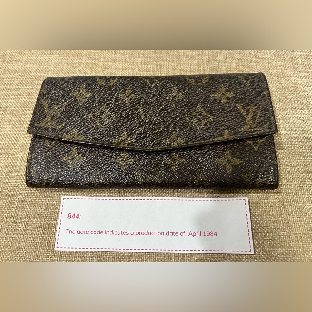 Preloved Louis Vuitton Monogram Canvas Envelope Wallet Brown Retro 80s